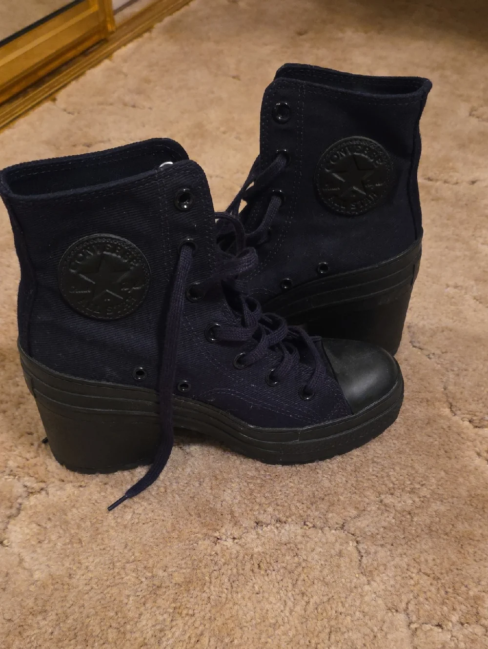 Converse Women's Platform High-Top Boots in Dark Navy - Picture 1 of 7